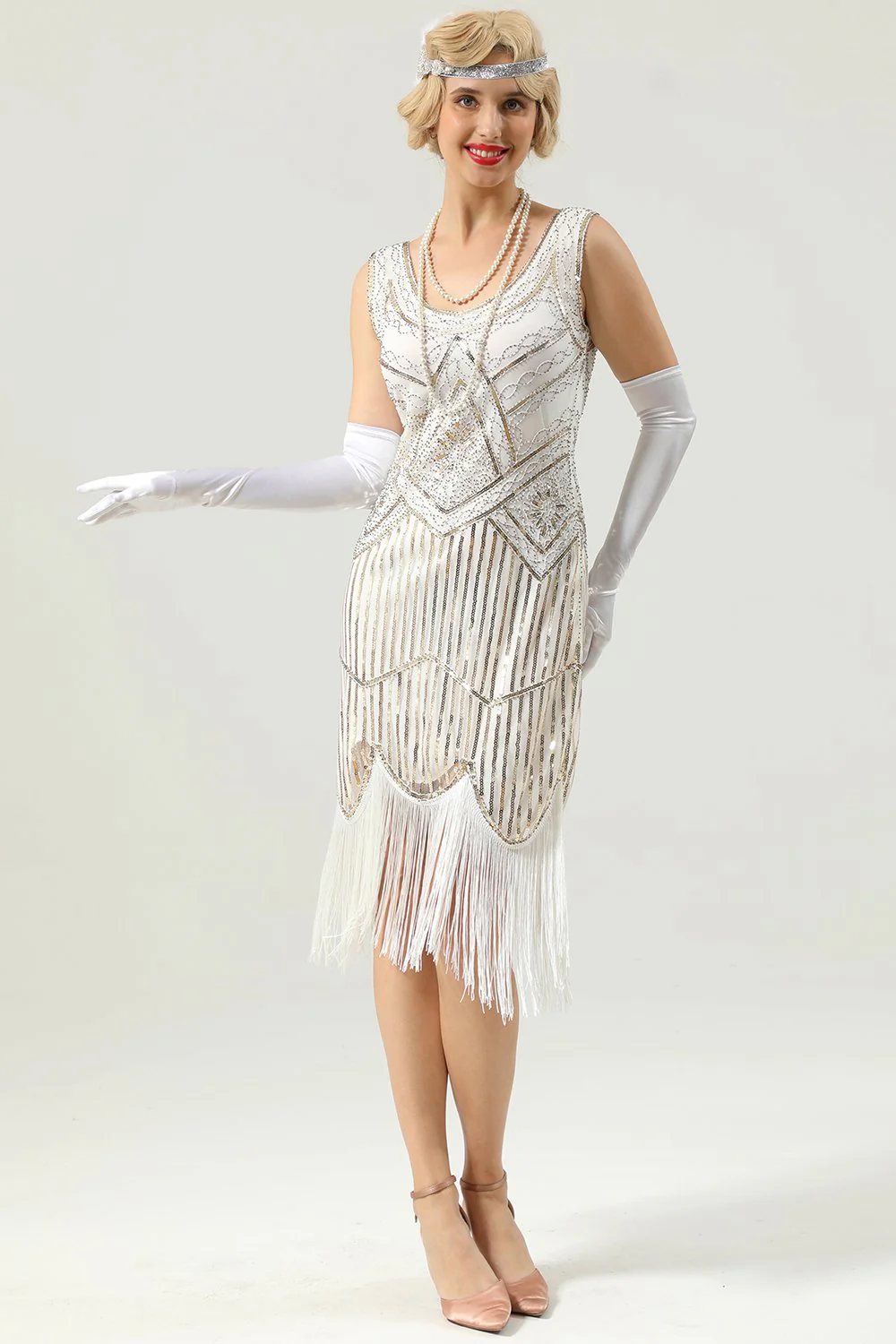 Robe à franges à sequins rétro des années 20 - Image 3