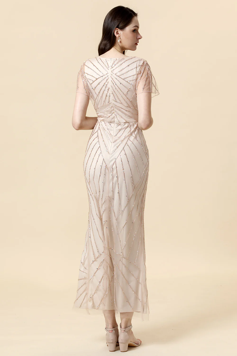 Robe à clapet des années 20 Robe Great Gatsby pour femmes Manches courtes Robe de fête Roaring 20s - Image 8
