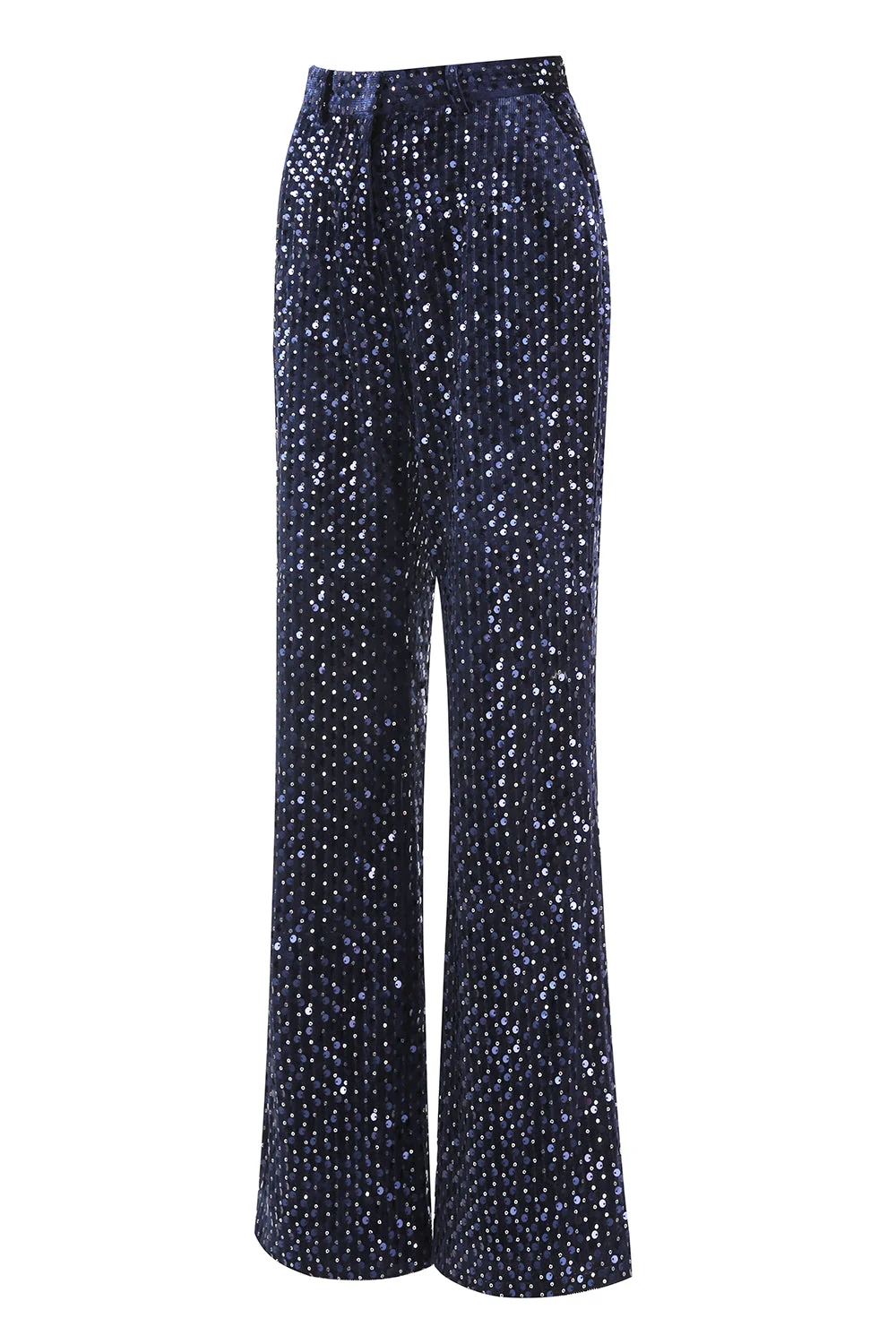 2 pièces à paillettes à revers double boutonnage bleu marine costume de bal pour femmes - Image 8