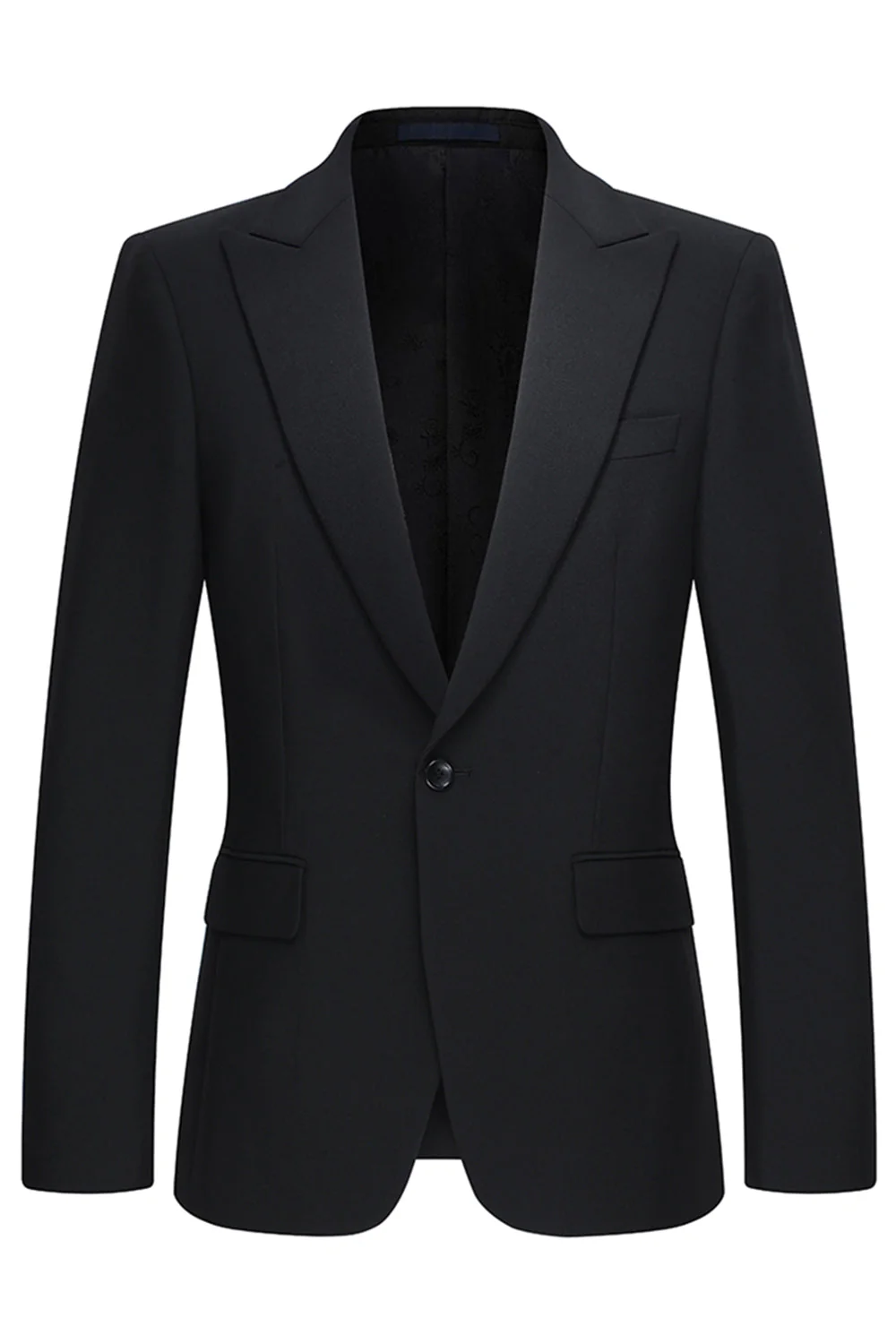 2 pièces à revers en pointe slim fit noir costumes pour hommes - Image 2