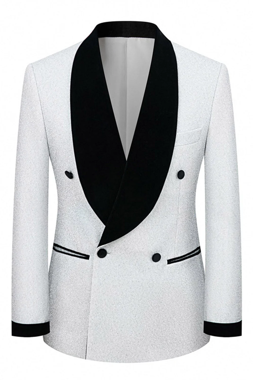 2 pièces châle revers double boutonnage costumes de mariage pour hommes blancs - Image 2