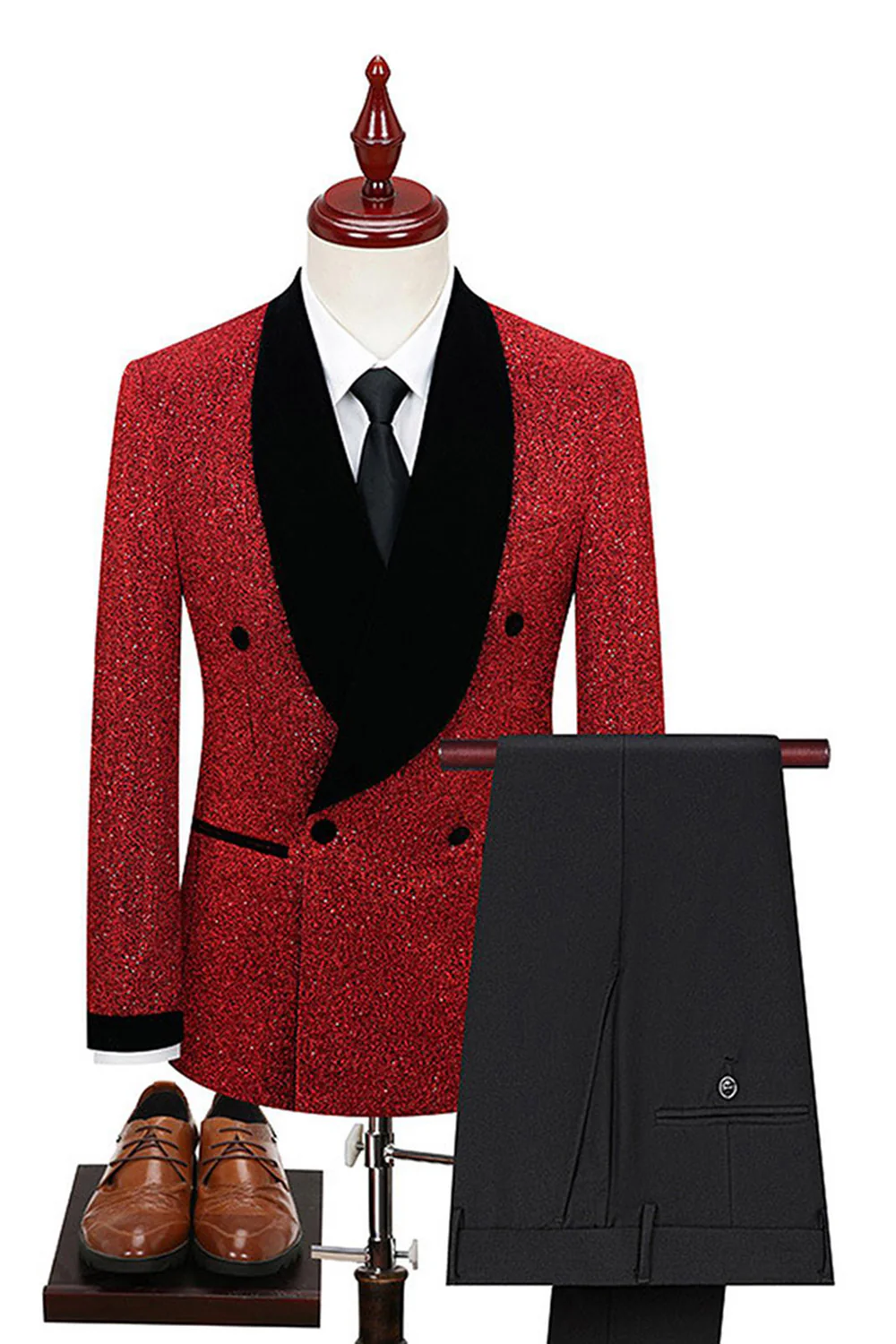 2 pièces châle revers double boutonnage costumes de mariage pour hommes blancs - Image 9