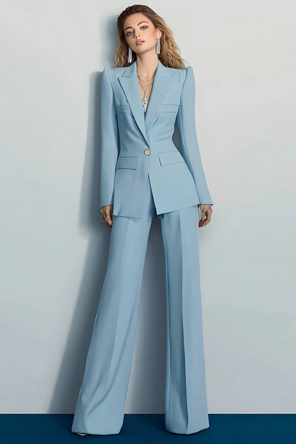 2 pièces gris bleu pic revers un bouton bal costumes de bal