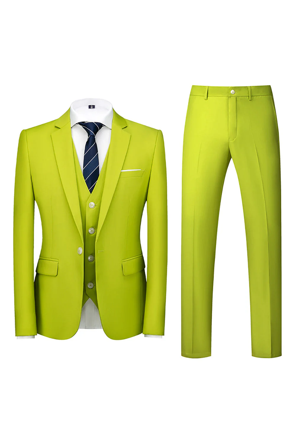 Costume de soirée homme 3 pièces vert à revers crantés