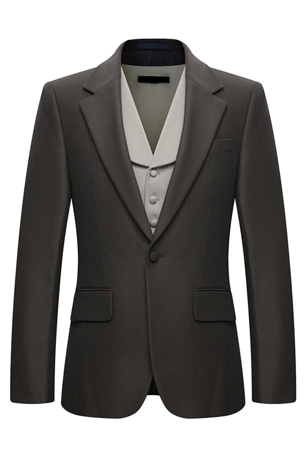 3 pièces revers crantés un bouton café costumes pour hommes - Image 2