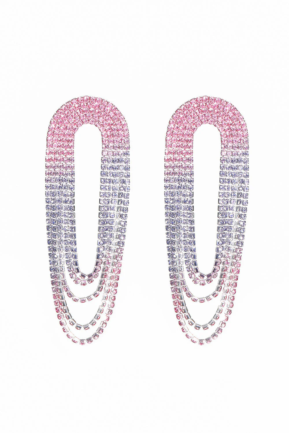 À la mode dégradé couleur pompon grandes boucles d’oreilles - Image 2