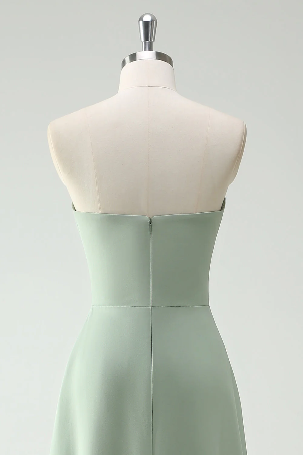 A Line Bustier Dusty Sage Longue Robe de demoiselle d’honneur avec fente à volants - Image 5