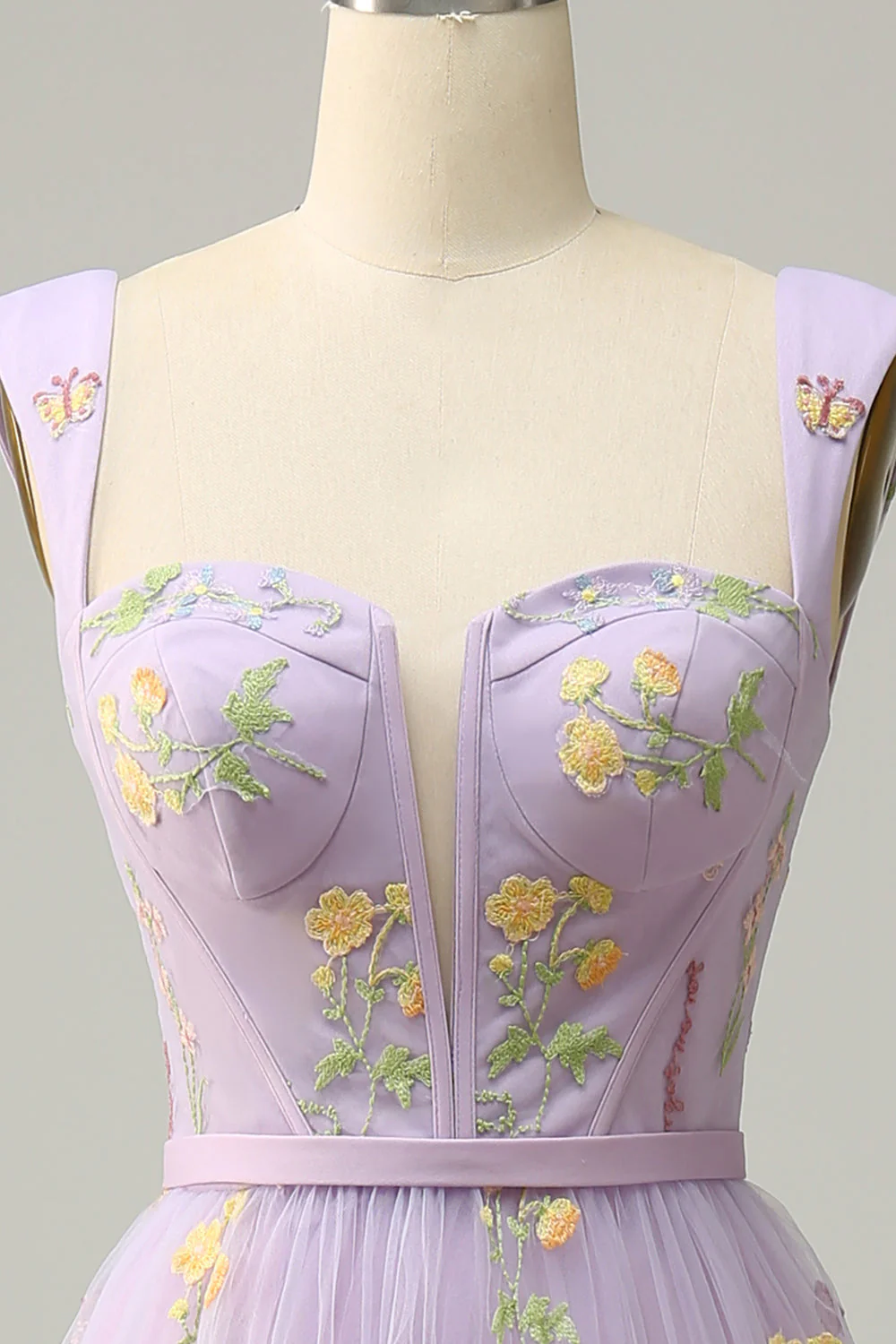 A-Line Col carré Vert Long soirée Robe avec Broderie - Image 13