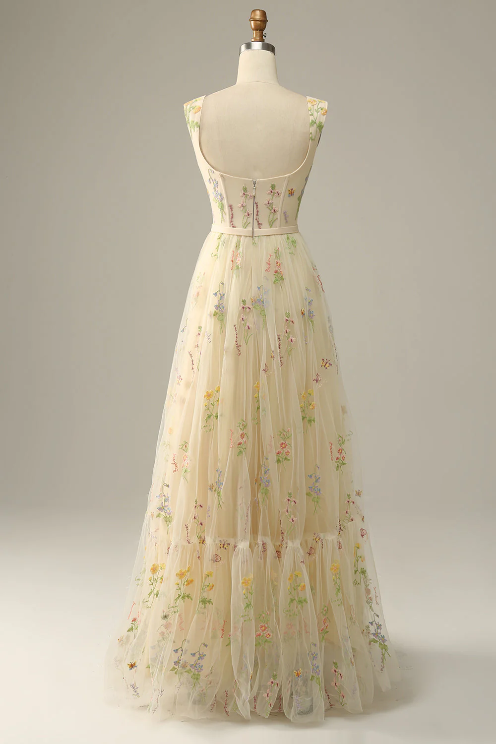 A-Line Col carré Violet Long Bal Robe avec Broderie - Image 8