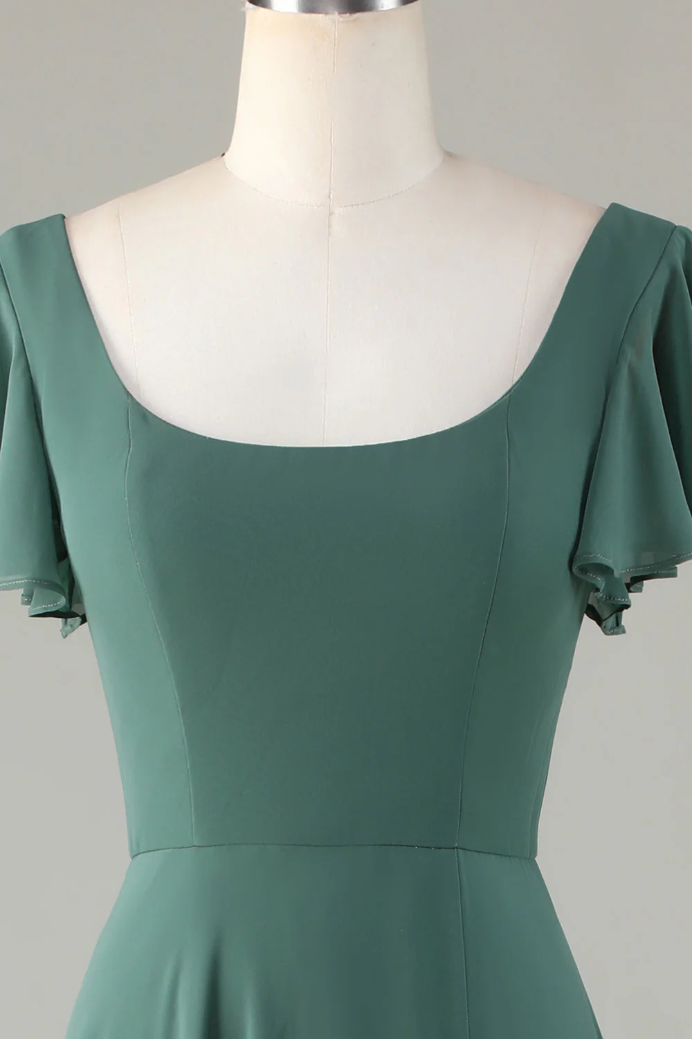 Robe de demoiselle d'honneur longue eucalyptus ligne A à volants - Image 4