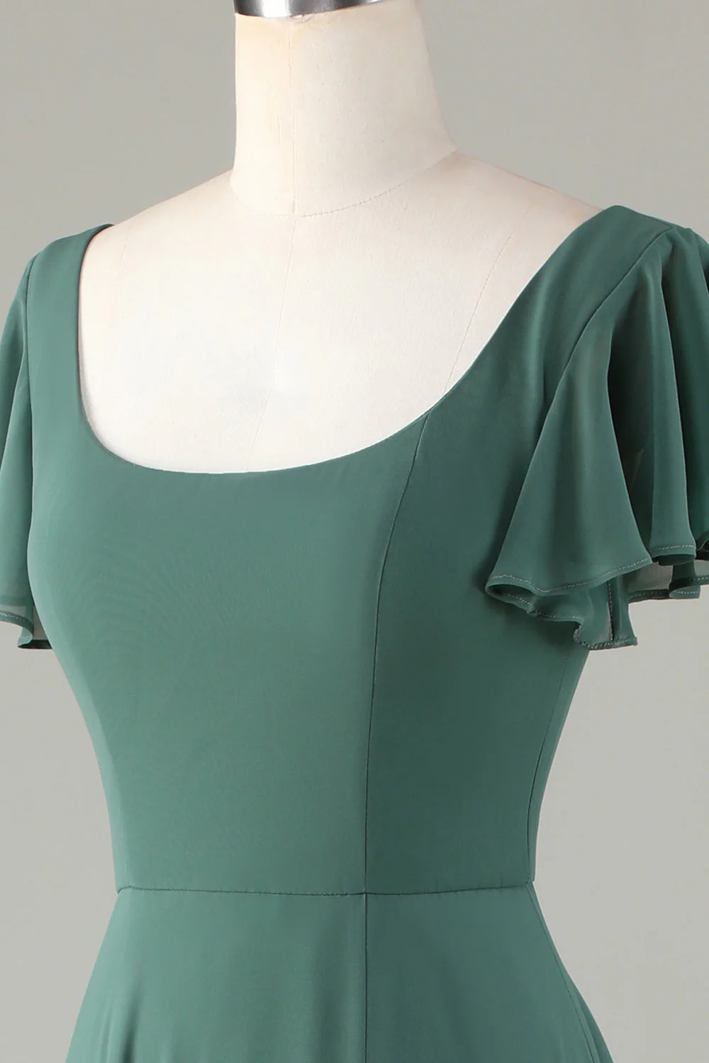 Robe de demoiselle d'honneur longue eucalyptus ligne A à volants - Image 6