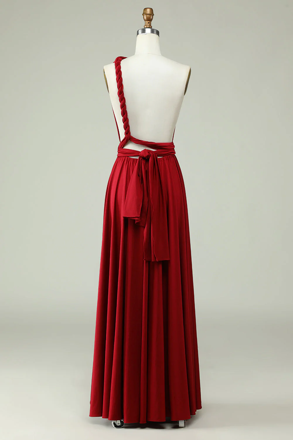 Licou A-Line Bordeaux Robe de demoiselle d’honneur longue - Image 5