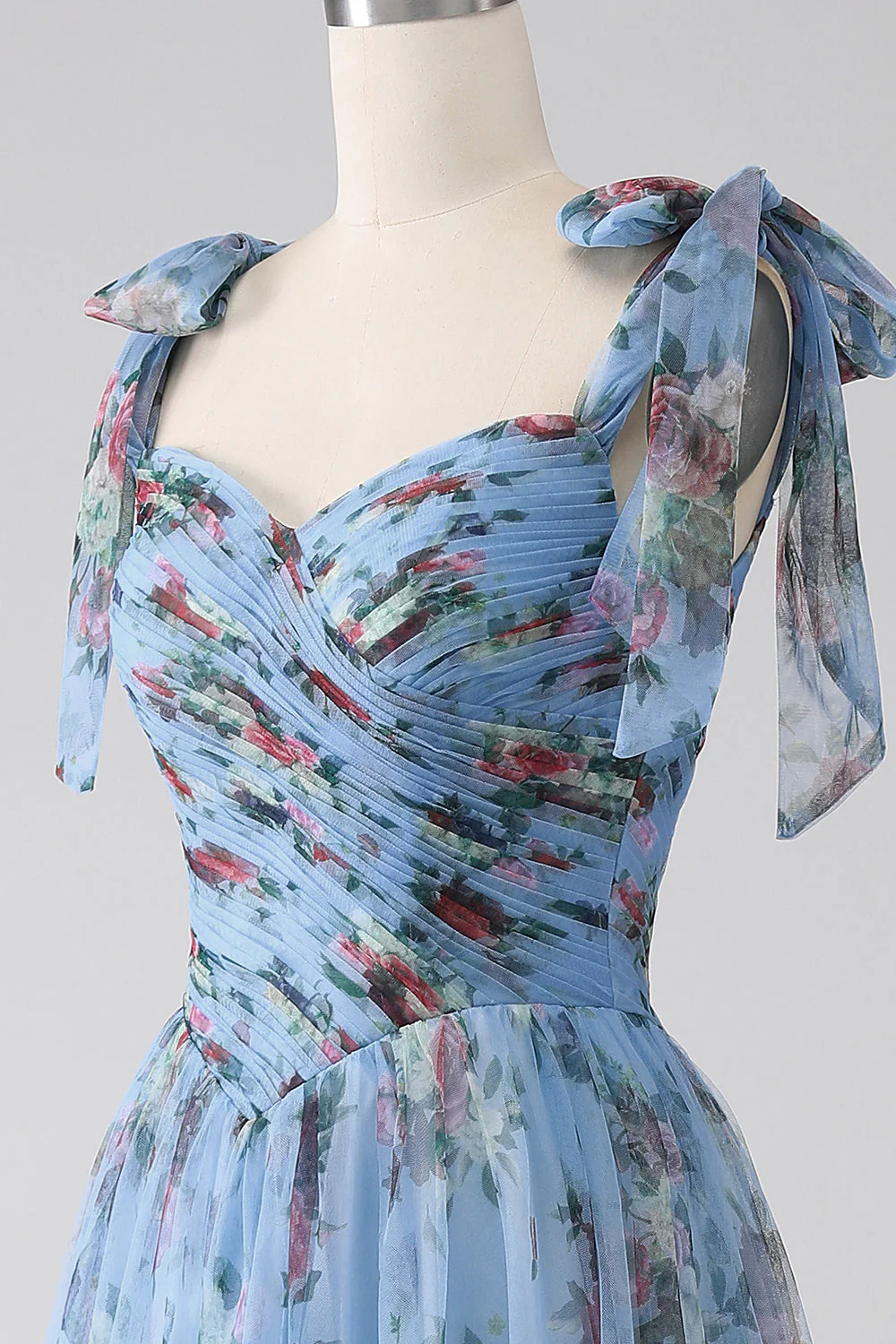 Robe de soirée longue à bretelles réglables imprimée lavande - Image 11