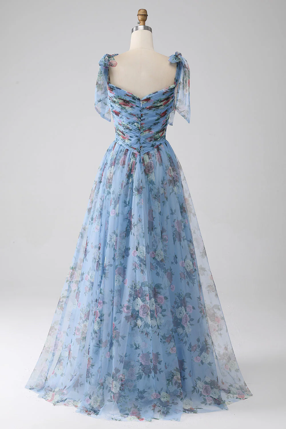 Robe de soirée longue à bretelles réglables imprimée lavande - Image 7