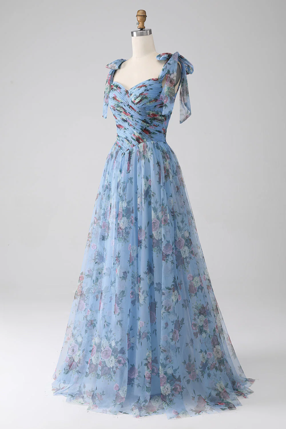 Robe de soirée longue à bretelles réglables imprimée lavande - Image 8