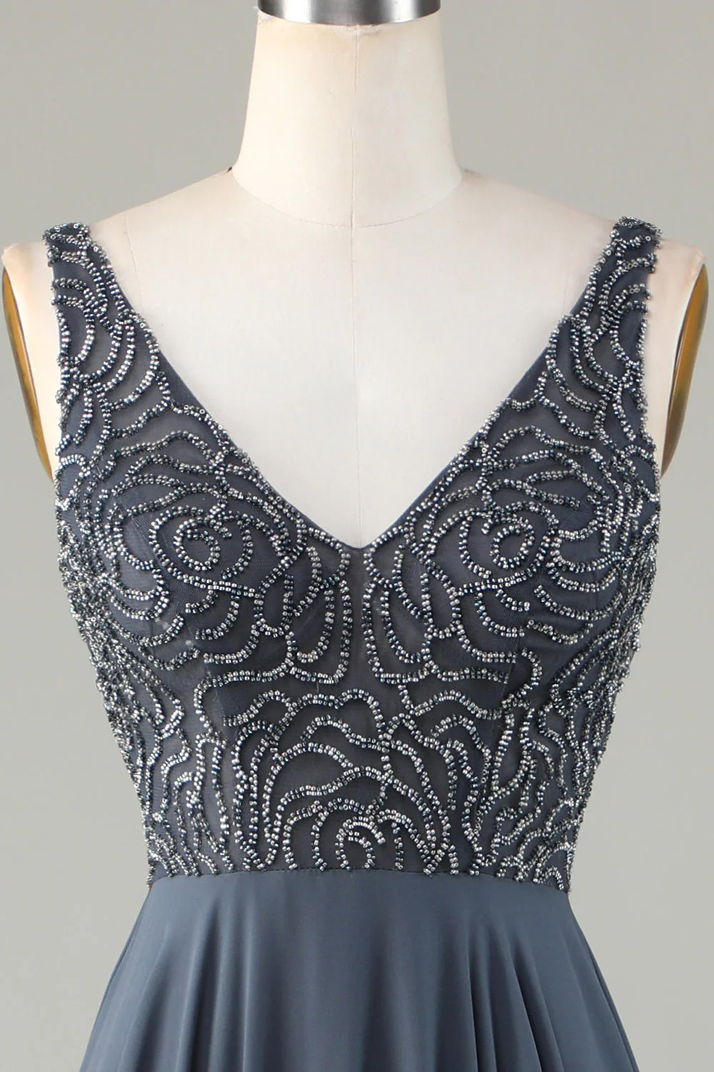 Robe de demoiselle d'honneur longue eucalyptus ligne A perlée - Image 10