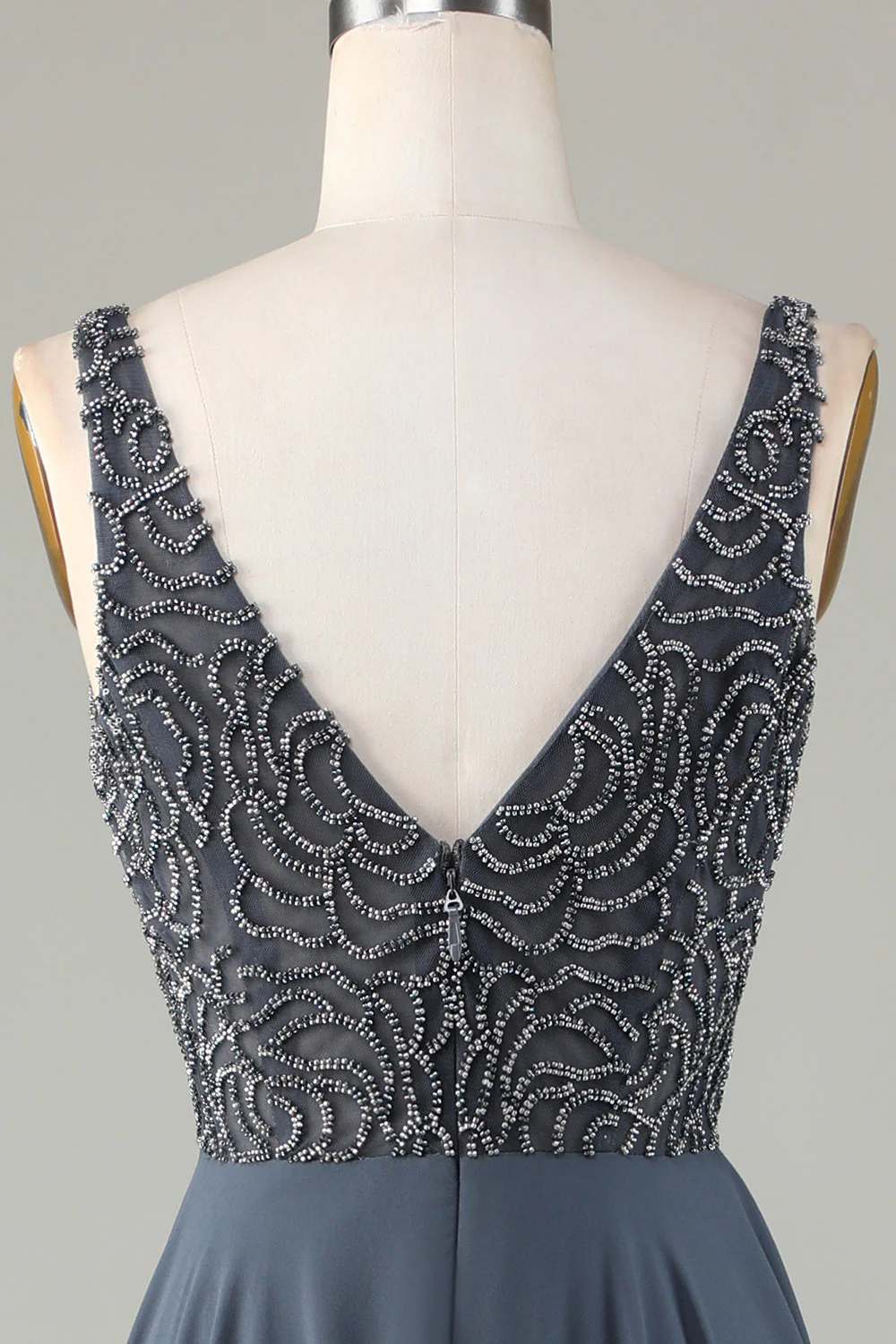 Robe de demoiselle d'honneur longue eucalyptus ligne A perlée - Image 11