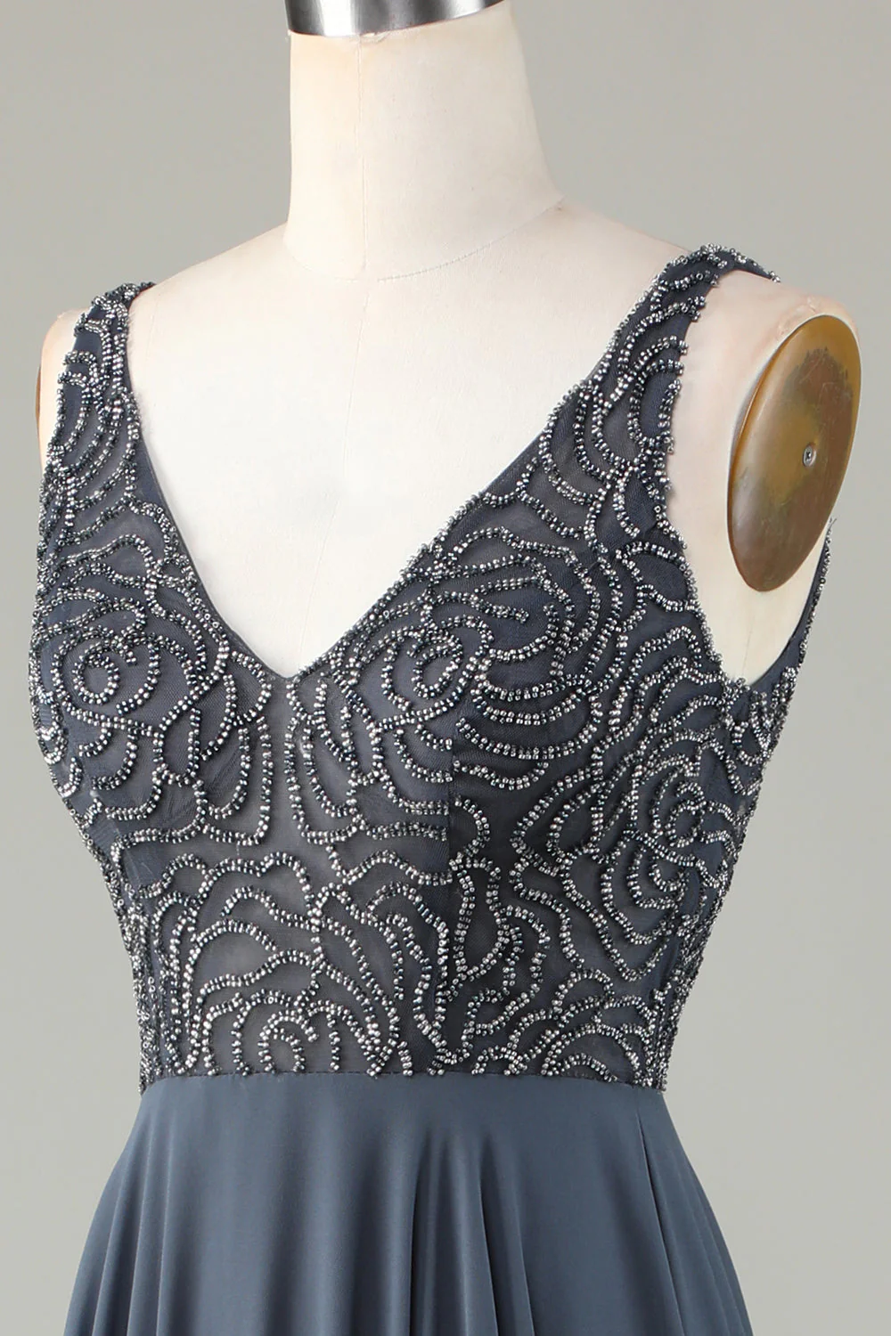 Robe de demoiselle d'honneur longue eucalyptus ligne A perlée - Image 12