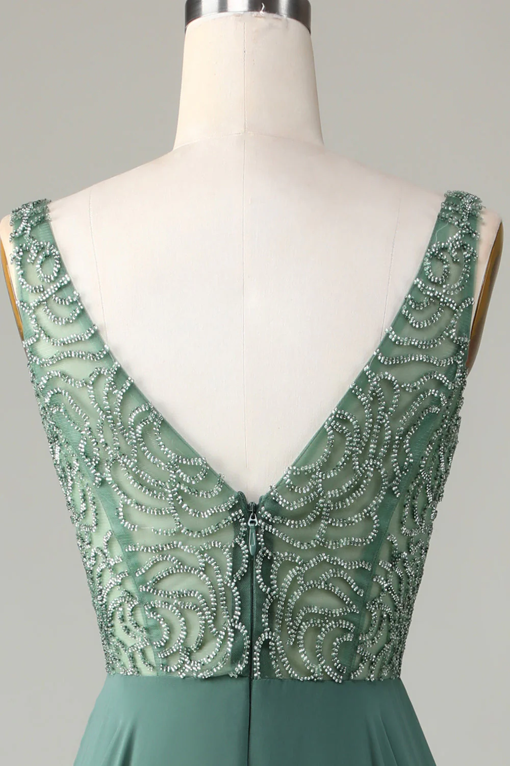 Robe de demoiselle d'honneur longue eucalyptus ligne A perlée - Image 5