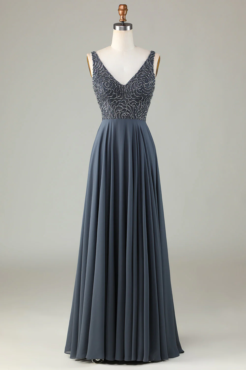 Robe de demoiselle d'honneur longue eucalyptus ligne A perlée - Image 7