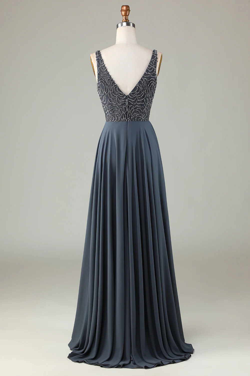 Robe de demoiselle d'honneur longue eucalyptus ligne A perlée - Image 8