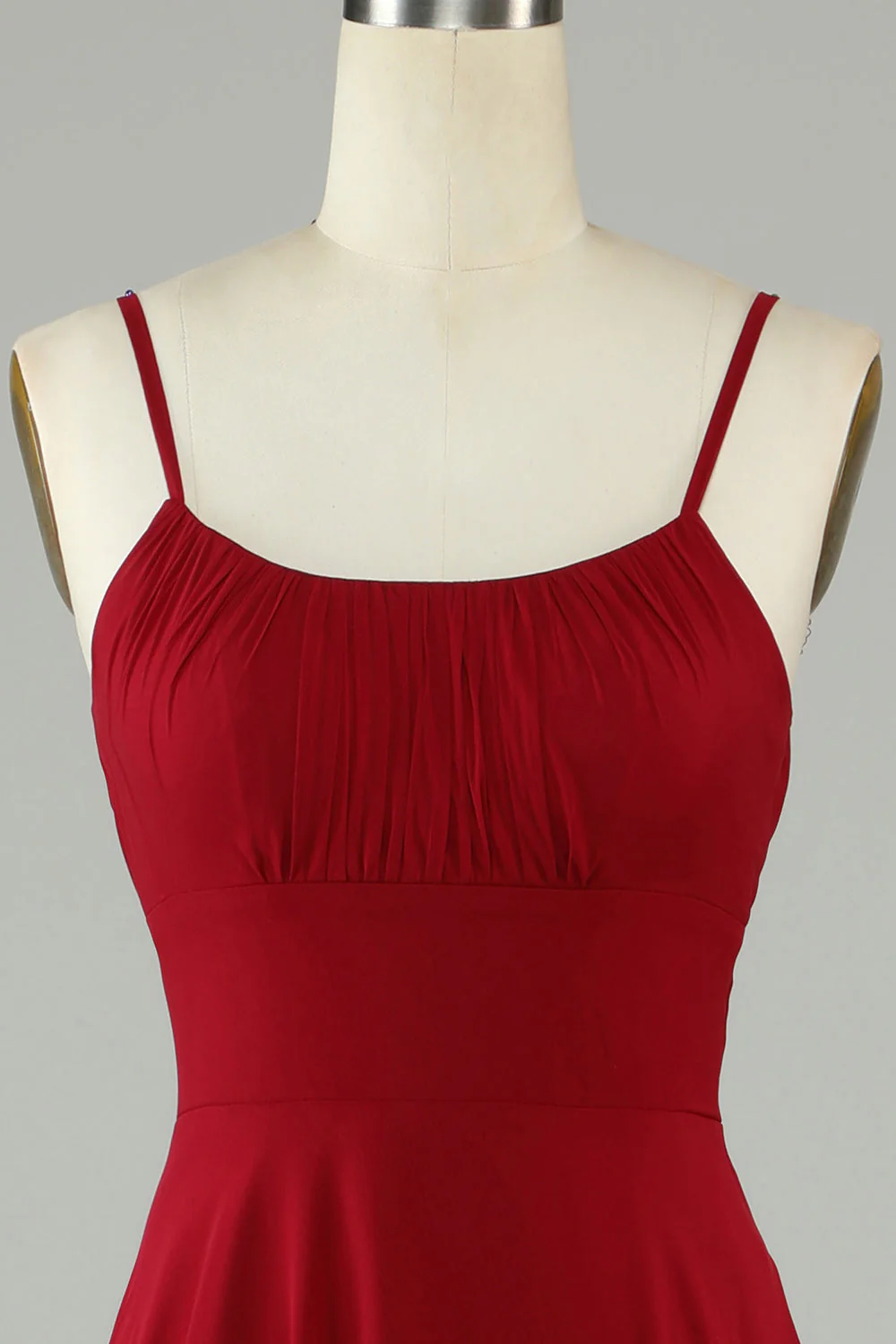 Une ligne Bretelles Spaghetti Bourgogne Robe de demoiselle d’honneur longue - Image 4
