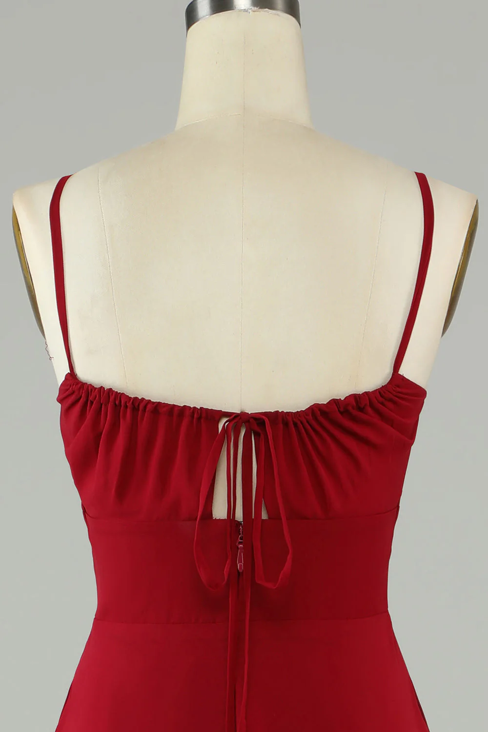 Une ligne Bretelles Spaghetti Bourgogne Robe de demoiselle d’honneur longue - Image 5