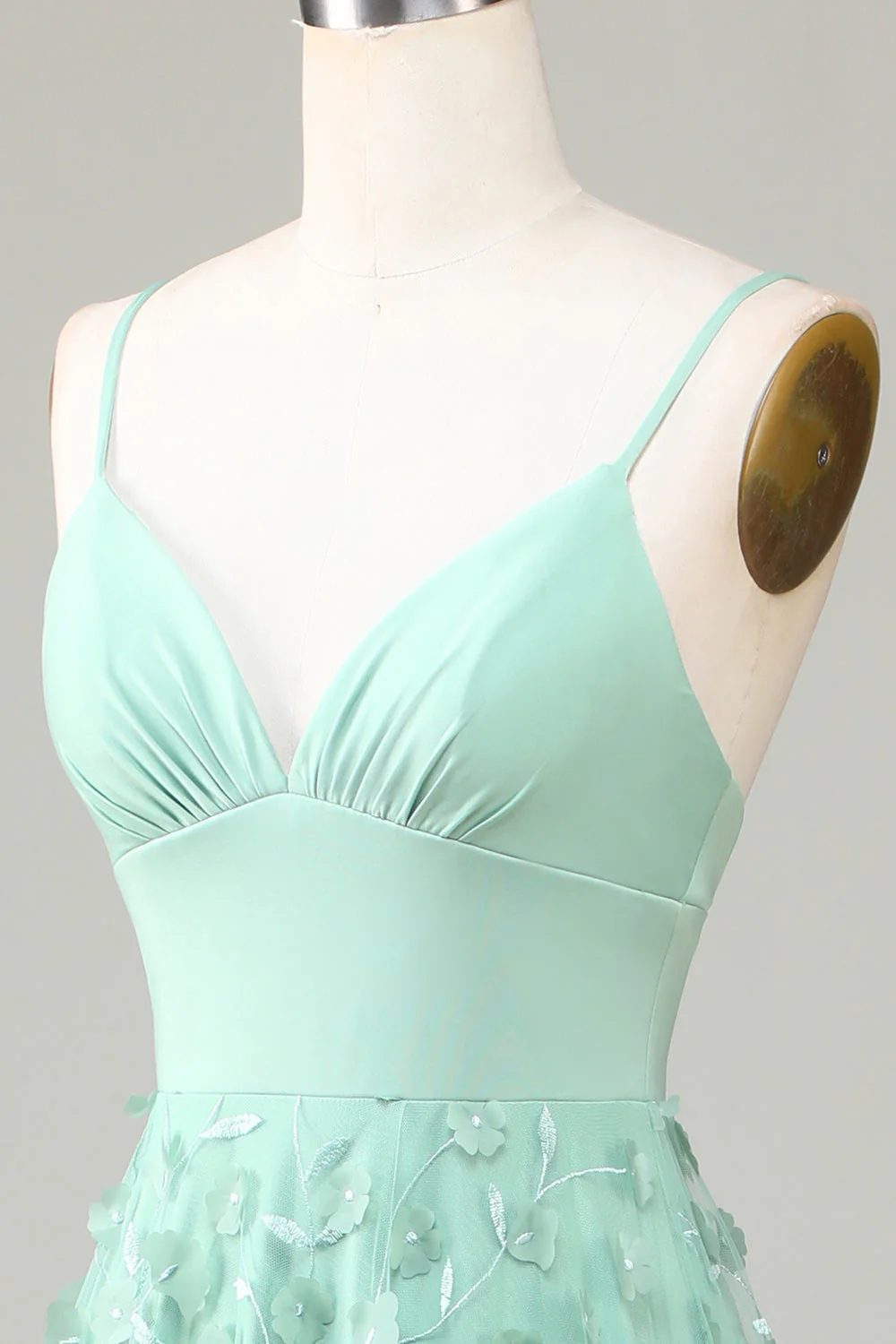 Bretelles Spaghetti A-Line Robe de demoiselle d’honneur verte sans manches - Image 6