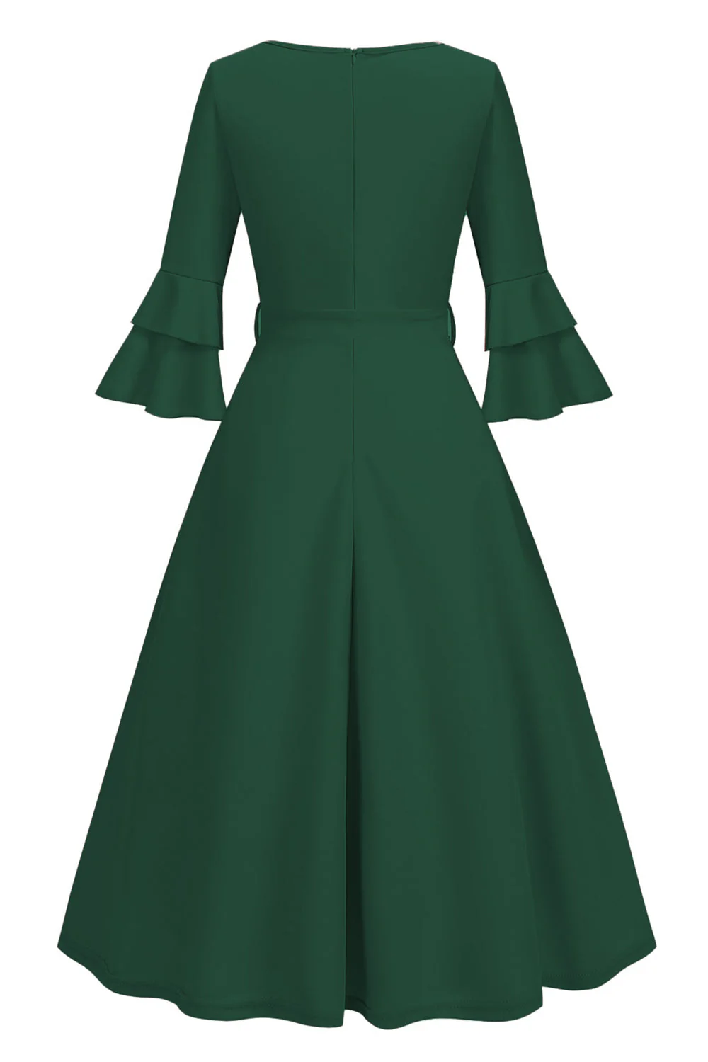 Abricot A-ligne col en V demi-manches Midi Robe des années 1950 - Image 14