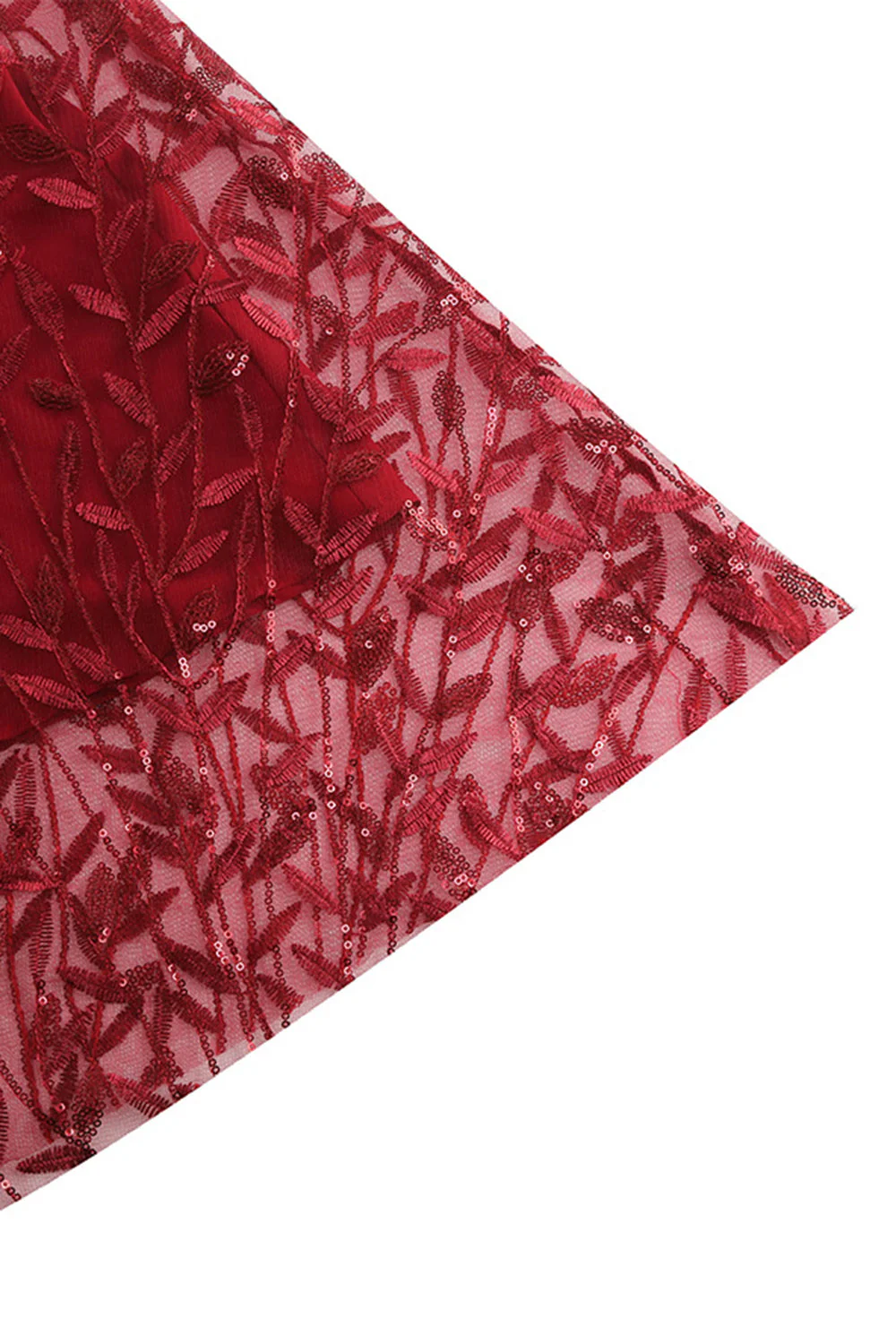 Abricot pailleté feuille brodée maille superposition élégante robe vintage - Image 14