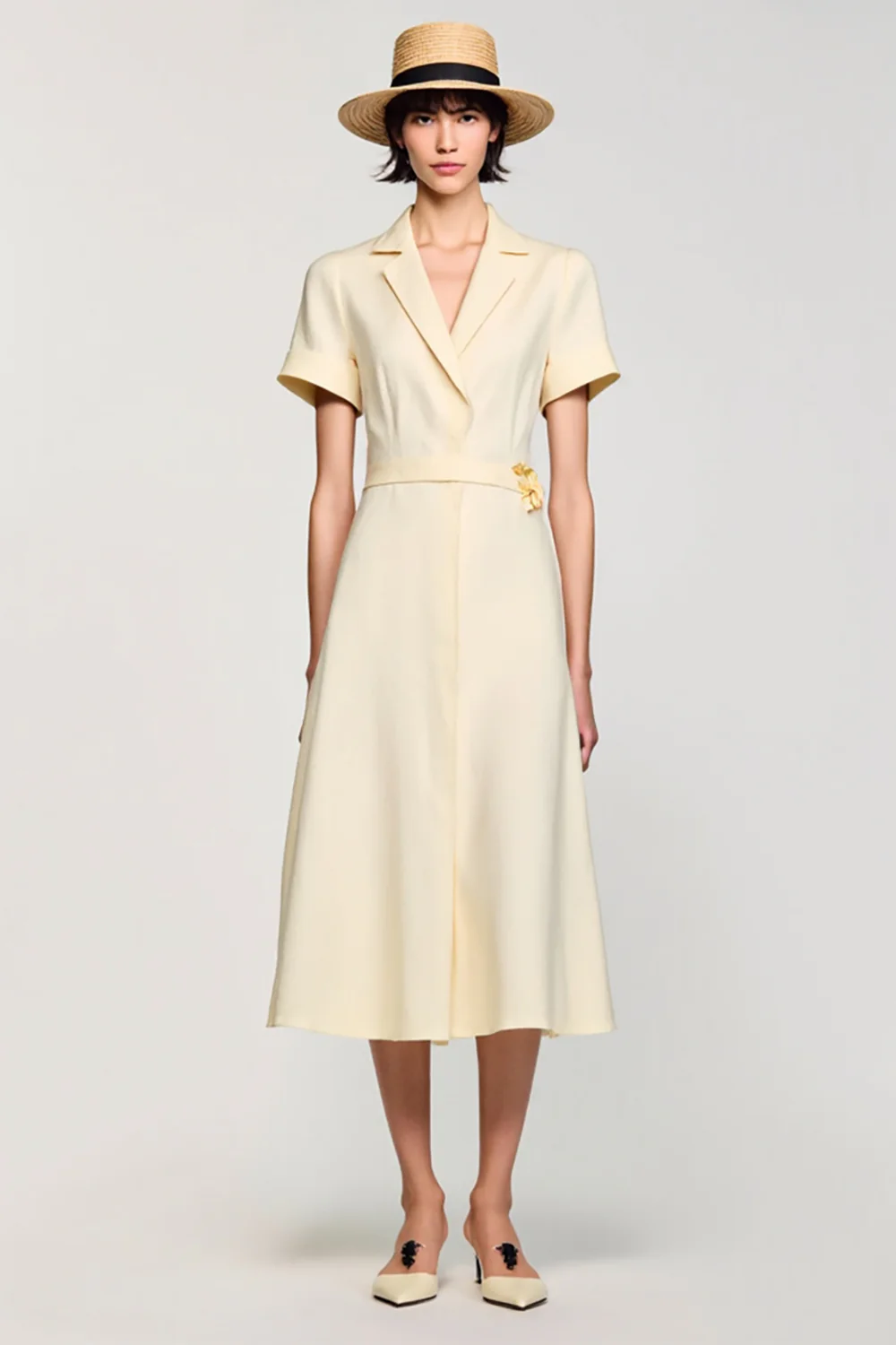 Abricot Simple Une Ligne Midi Robe