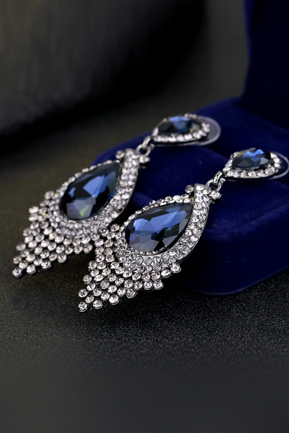 Alliage de mariée strass en forme de goutte d’eau Champagne boucles d’oreilles (1paire) - Image 6
