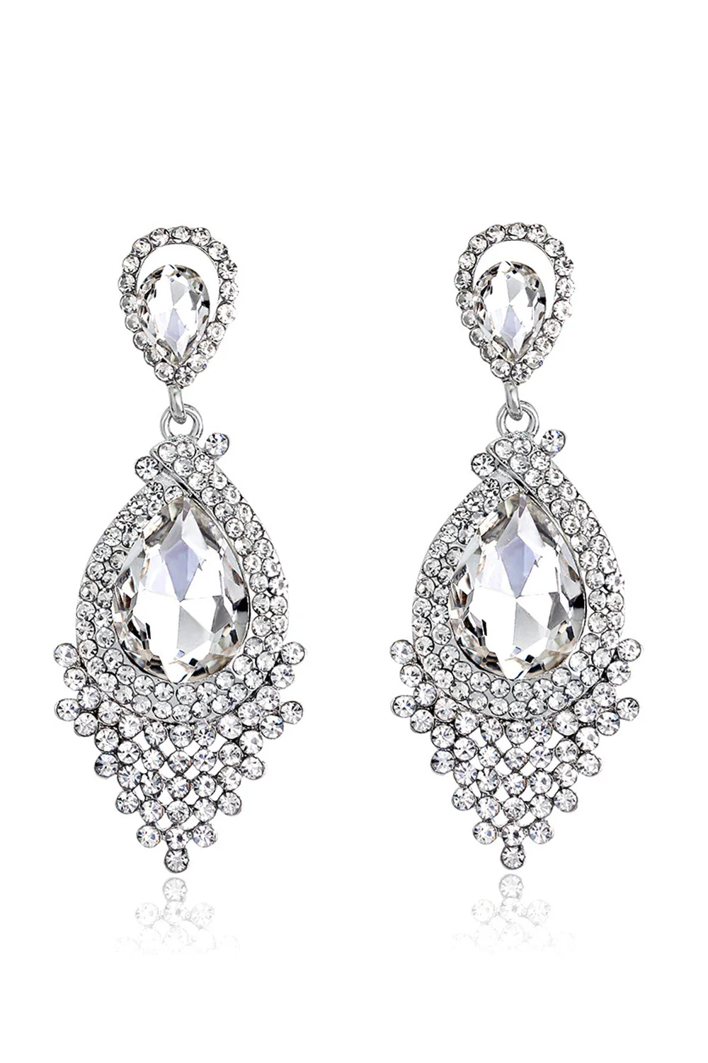 Alliage de mariée strass en forme de goutte d’eau Champagne boucles d’oreilles (1paire) - Image 8