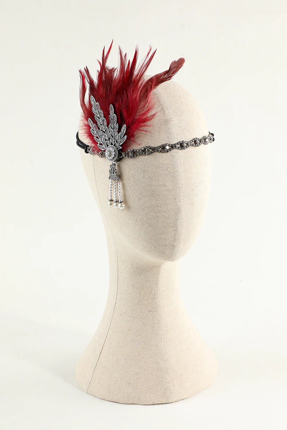 Bandeau à clapet perle plume noire des années 1920 - Image 11