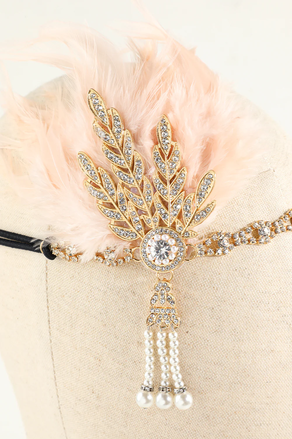 Bandeau à clapet perle plume noire des années 1920 - Image 13