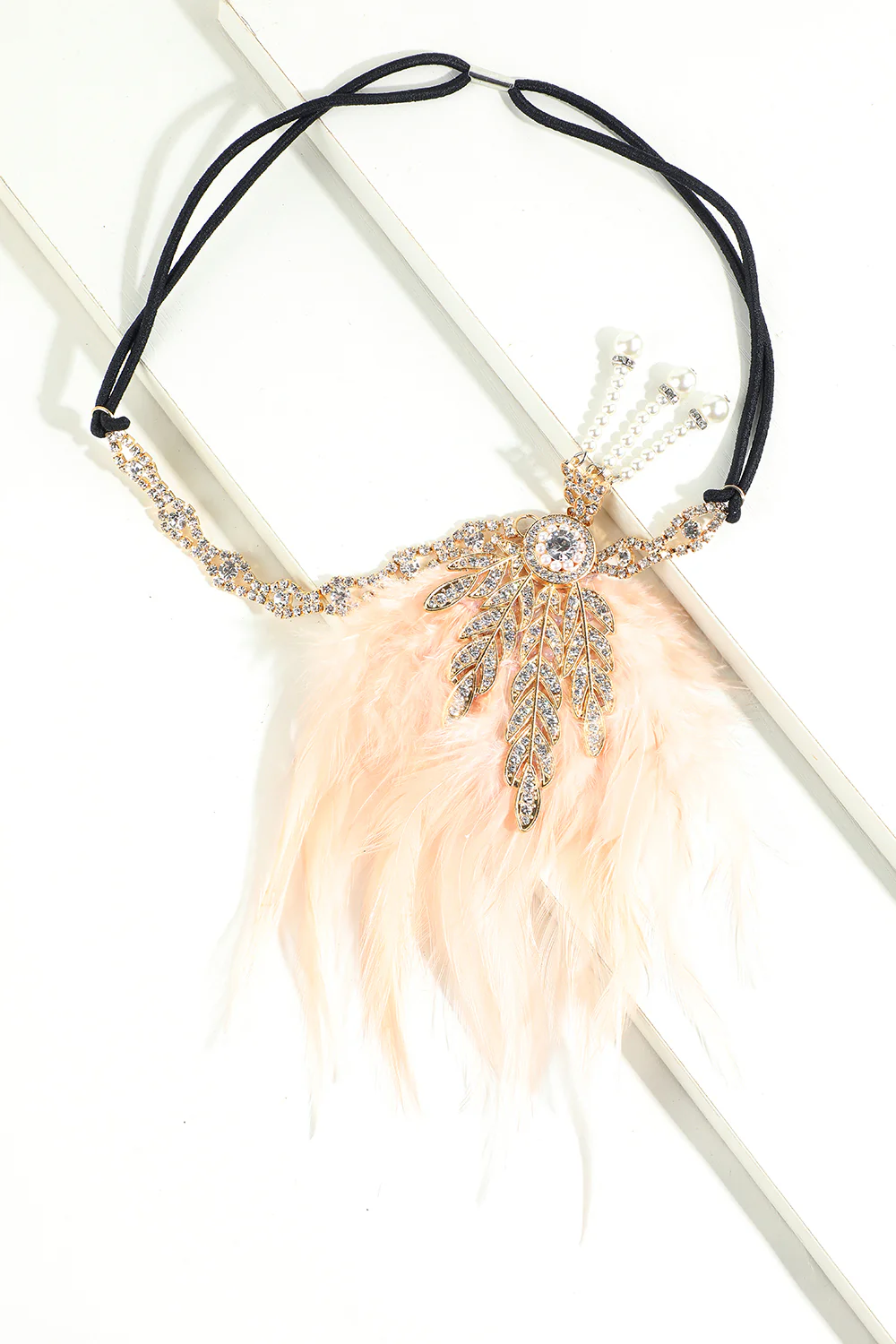Bandeau à clapet perle plume noire des années 1920 - Image 14