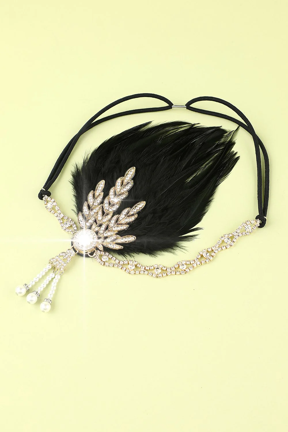 Bandeau à clapet perle plume noire des années 1920 - Image 4