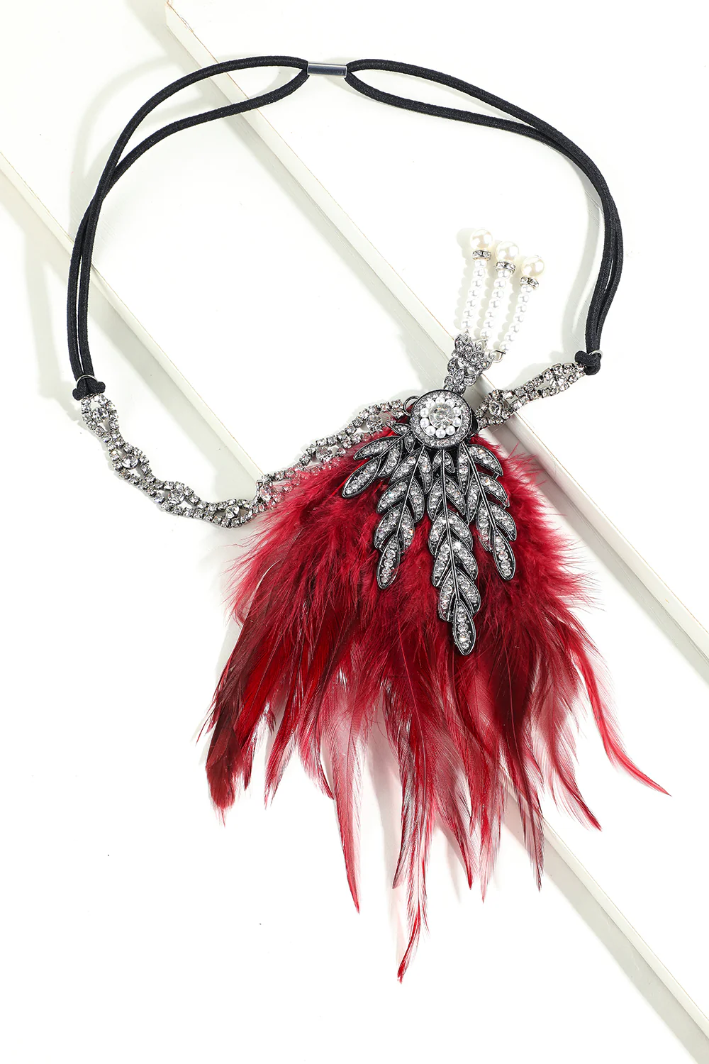 Bandeau à clapet perle plume noire des années 1920 - Image 9