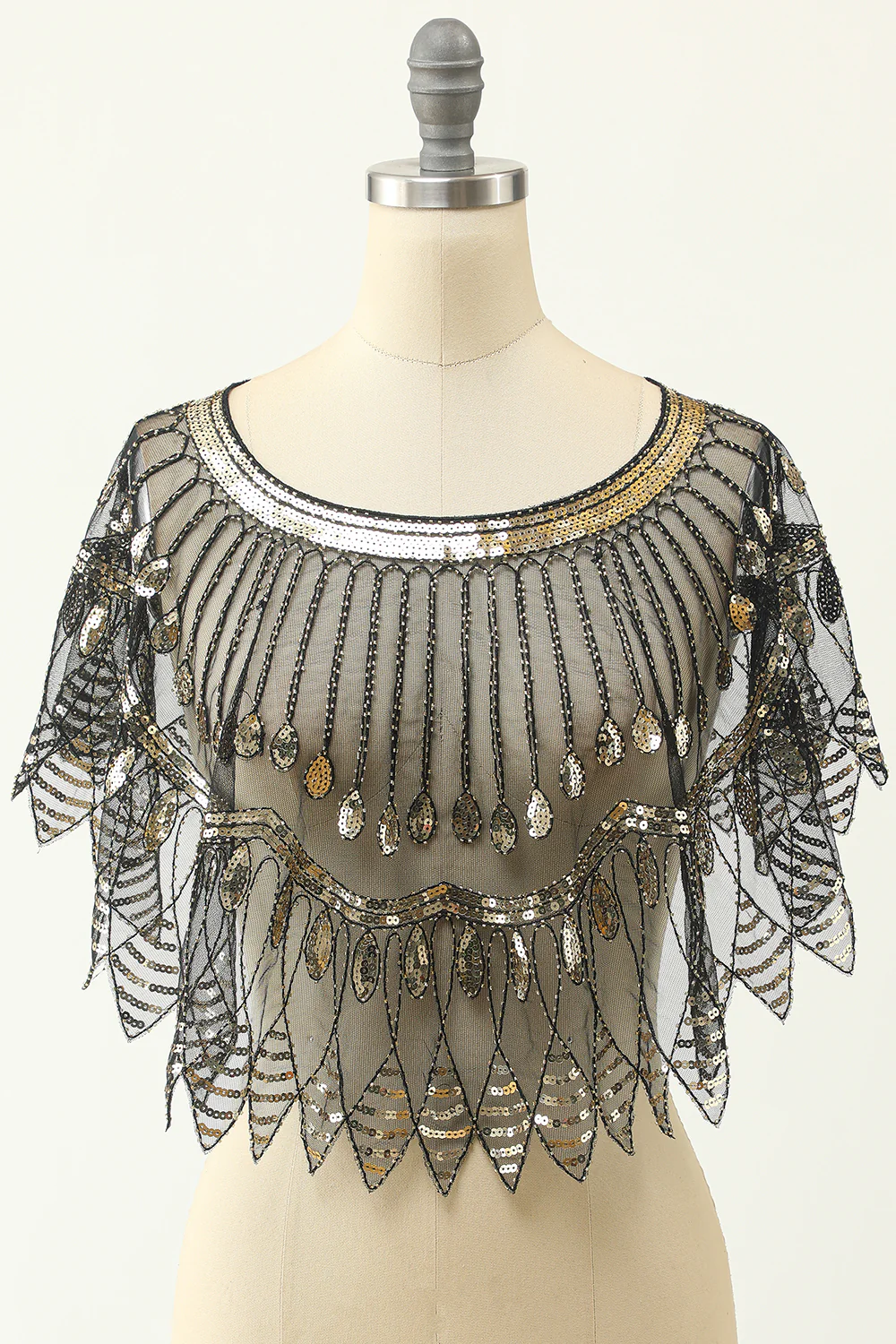 Black and Gold Sequin 1920s Cape - Image 3
