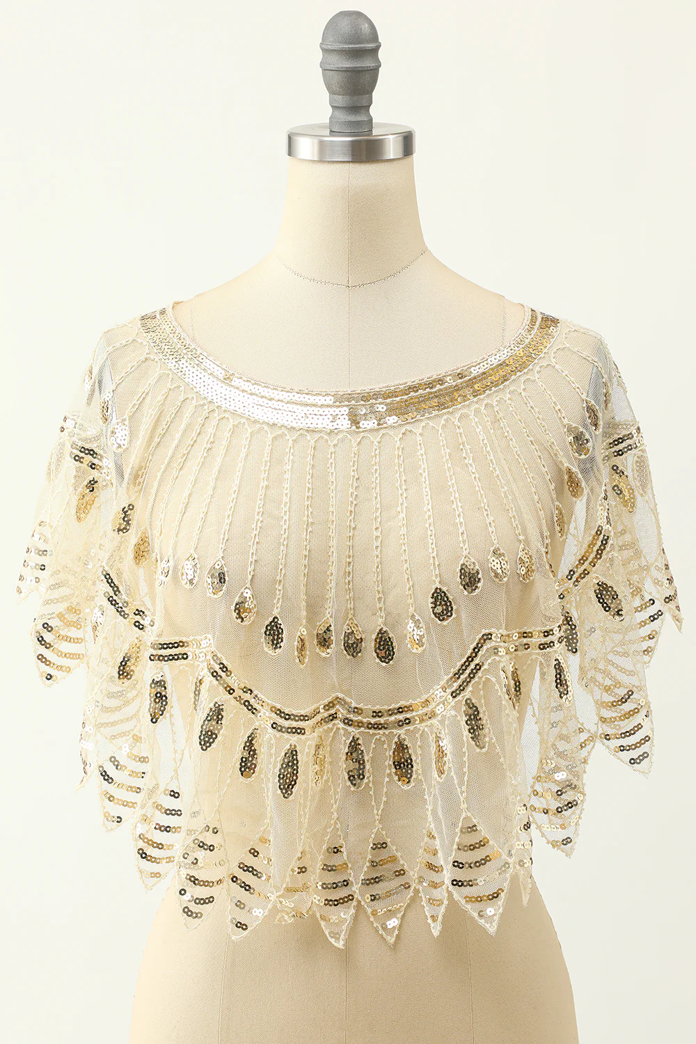 Black and Gold Sequin 1920s Cape - Image 7