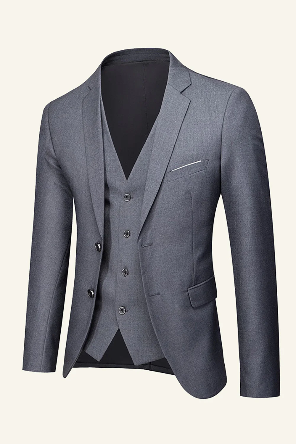 Black Notched Lapel 3 pièces mariage hommes costumes - Image 9