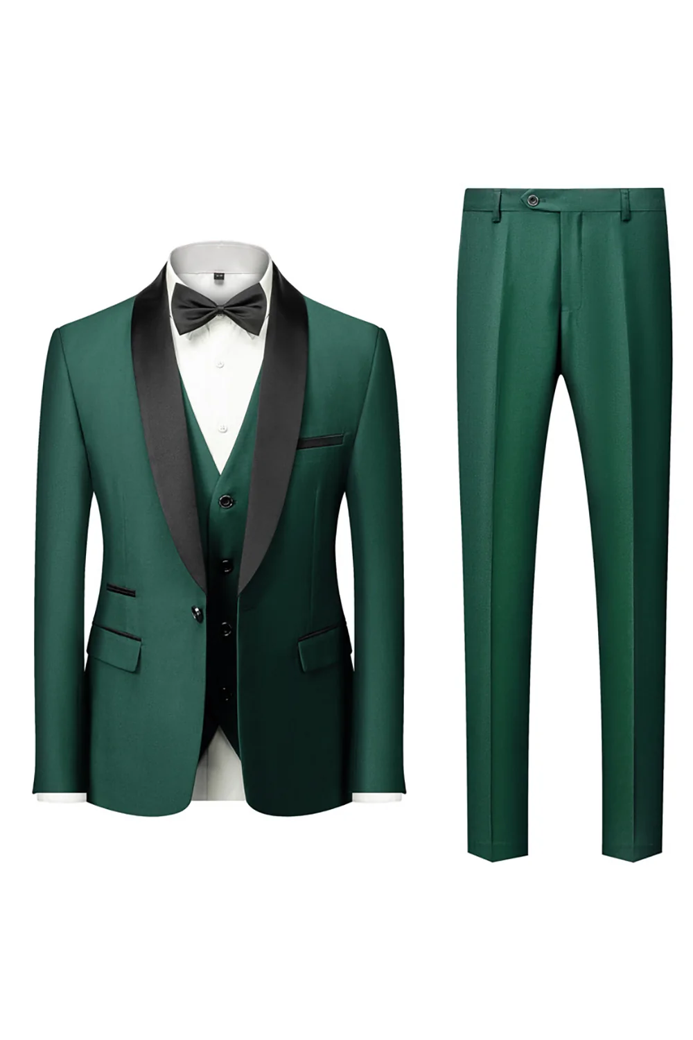 Costume homme 3 pièces noir à revers châle élégant - Image 10