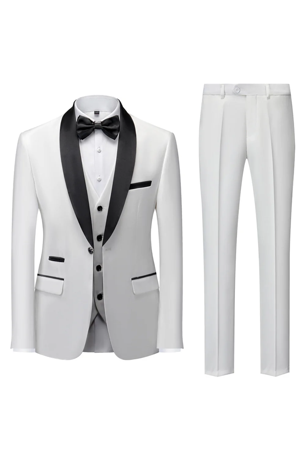 Costume homme 3 pièces noir à revers châle élégant - Image 27