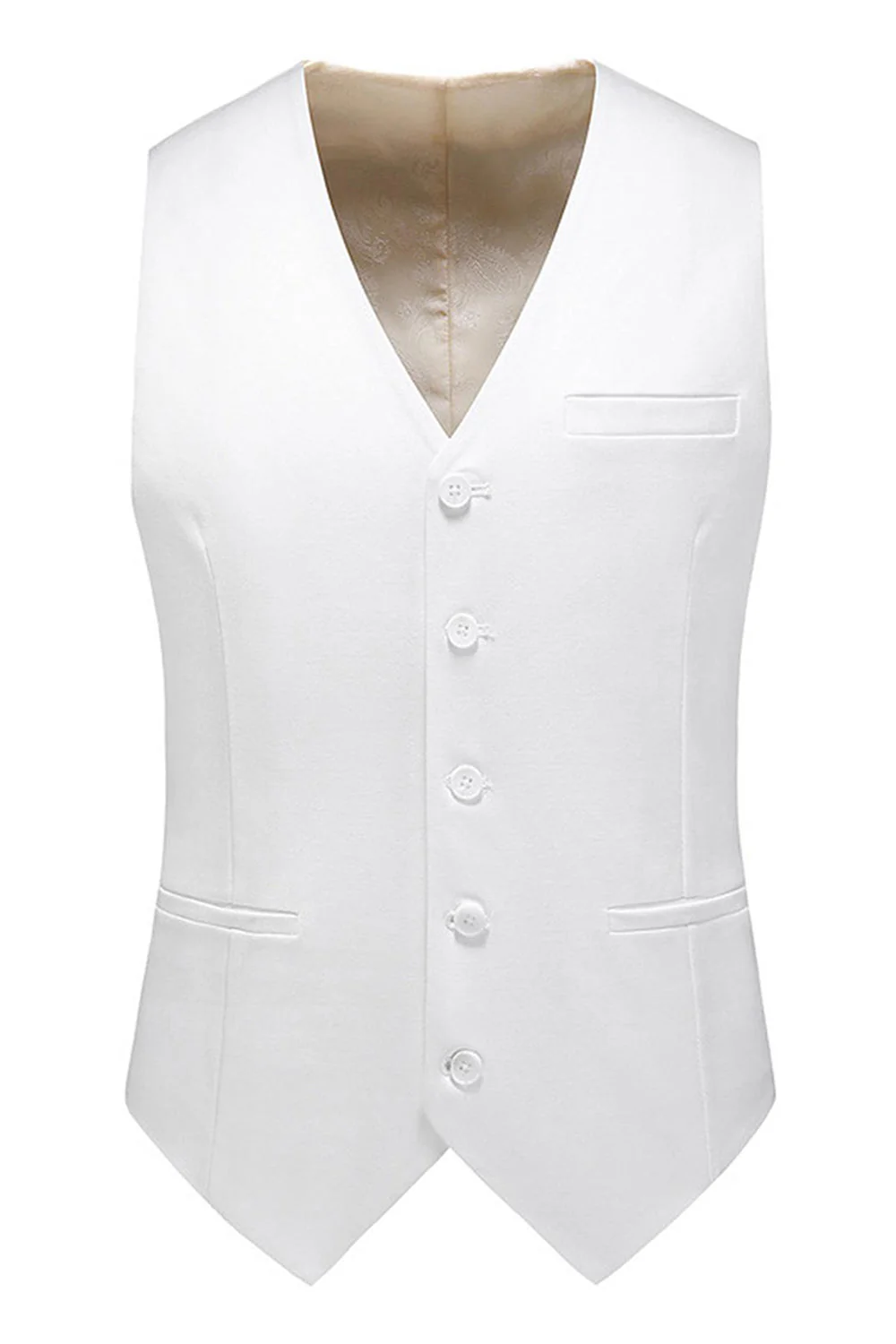 Blanc 3 pièces châle revers costumes de mariage pour hommes - Image 3