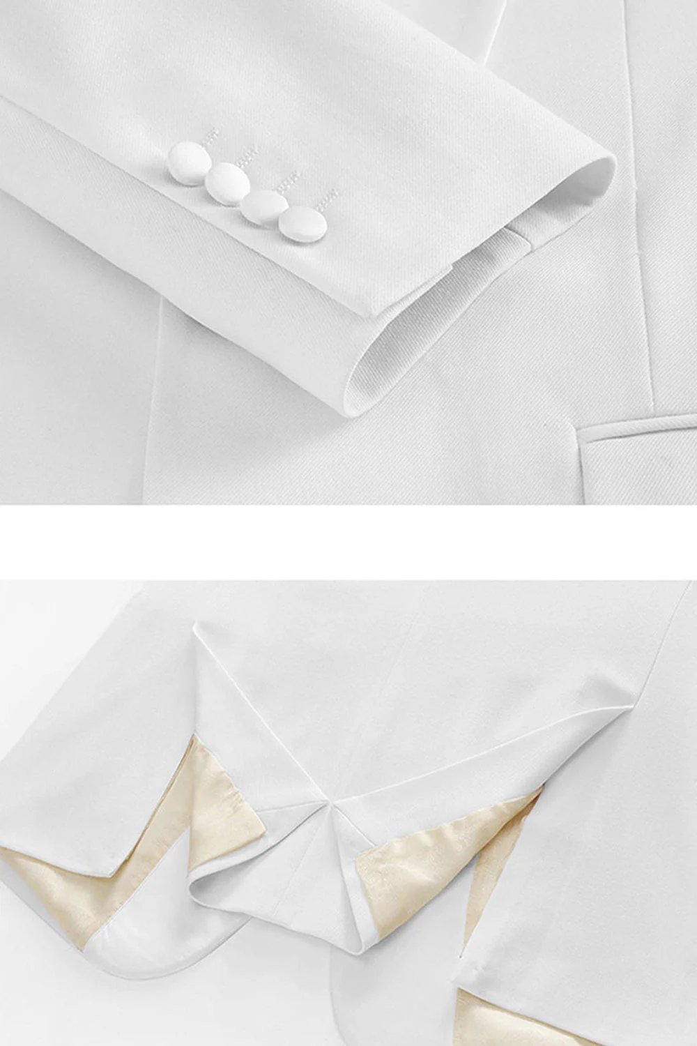 Blanc 3 pièces châle revers costumes de mariage pour hommes - Image 6