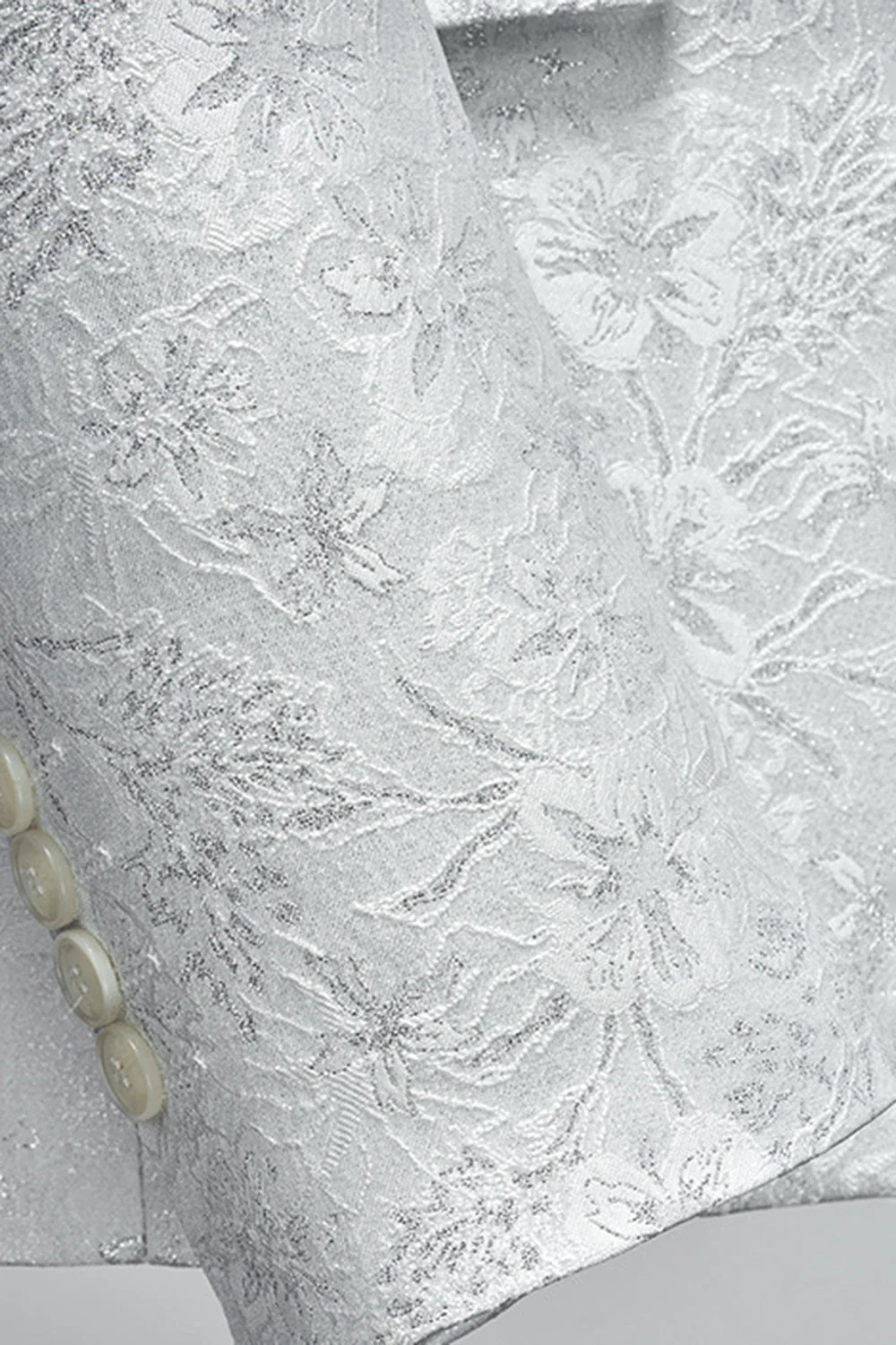 Costume homme 3 pièces blanc jacquard à revers châle - Image 4