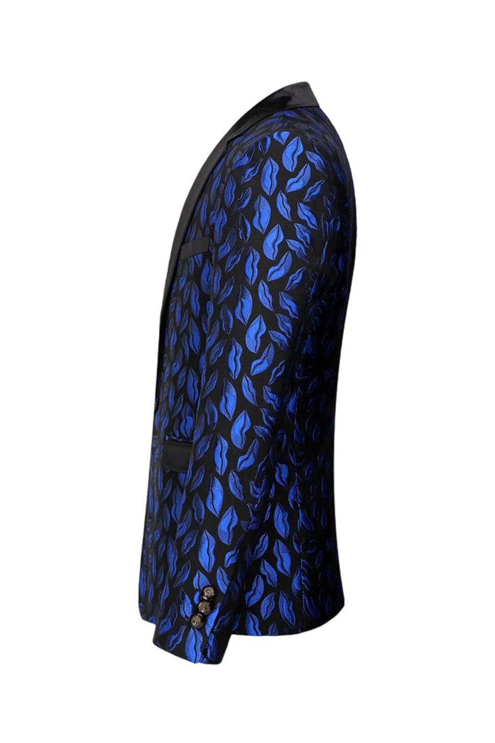 Blazer à revers crantés imprimé bleu pour homme - Image 3