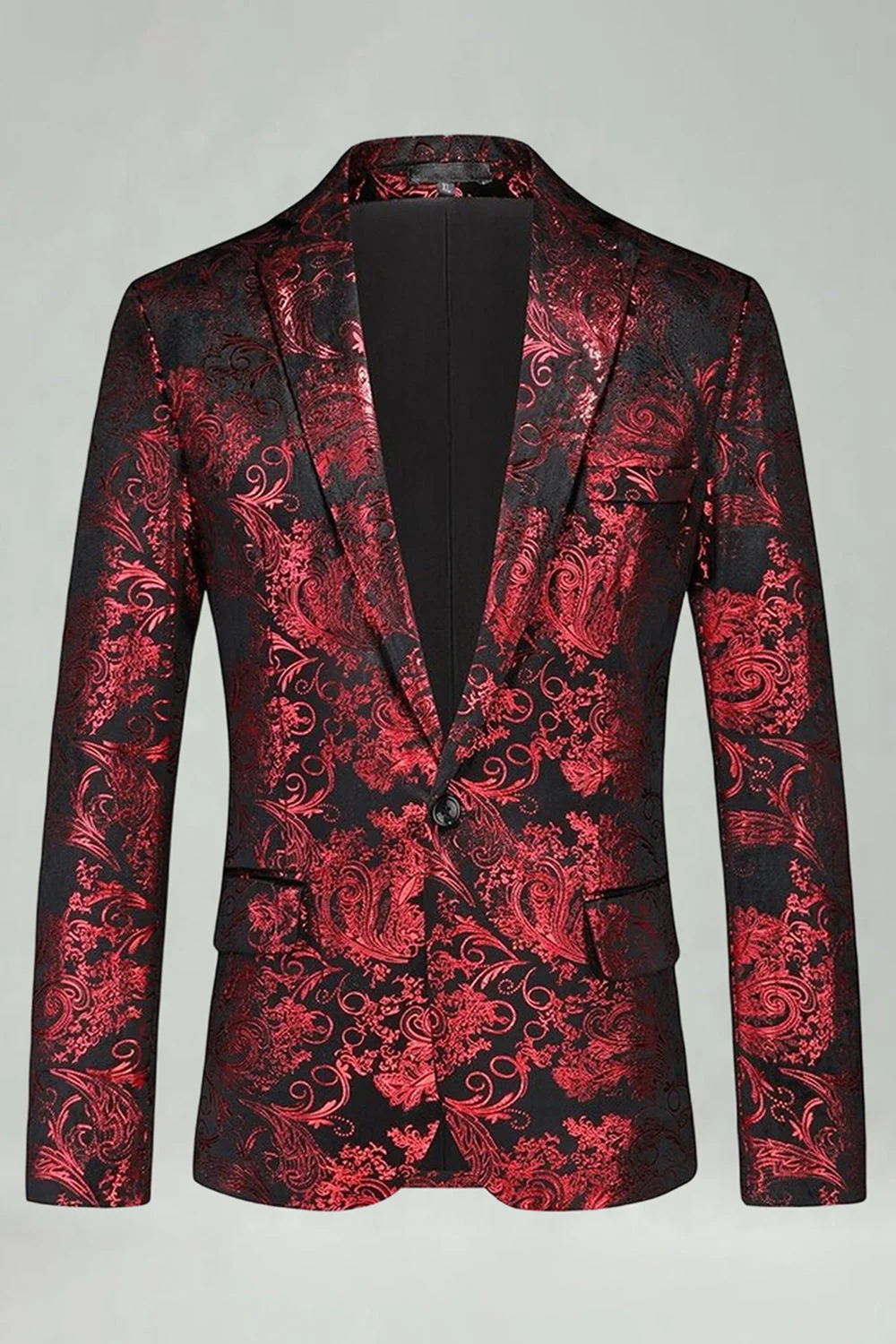 Blazer argenté Jacquard pour hommes de bal à revers cranté - Image 10