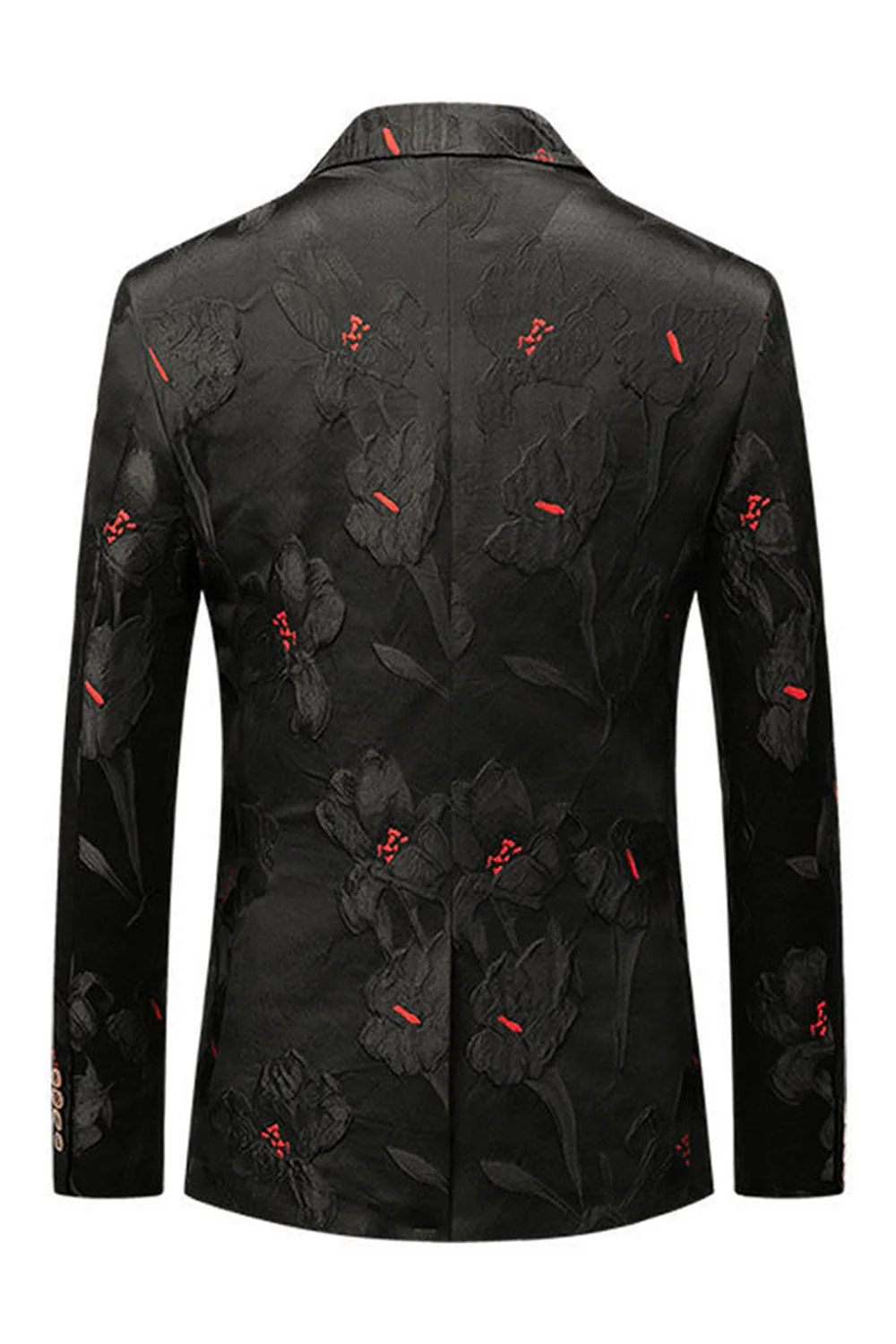 Blazer de bal à revers crantés en jacquard noir - Image 2