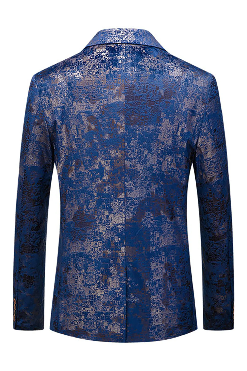 Blazer de bal à revers crantés imprimé bleu pour homme - Image 2